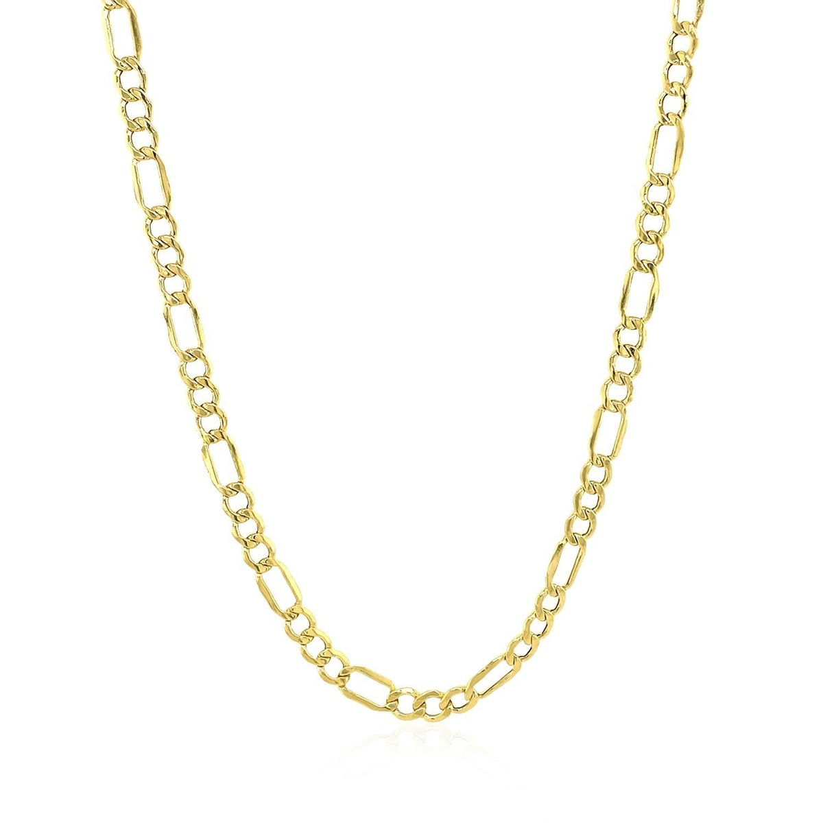 Cadena Fígaro Fina de Oro Amarillo de 14k y 3.5mm