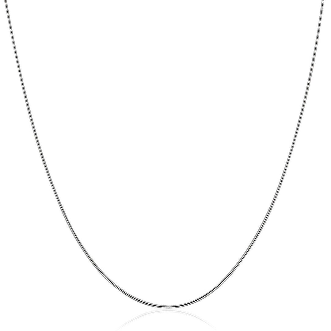 14k White Gold Thin Motif Round Omega Necklace