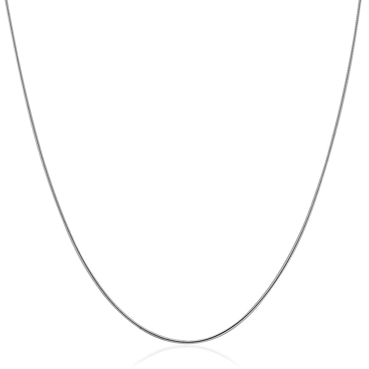 Collar omega fino de oro blanco de 14k con motivo redondo