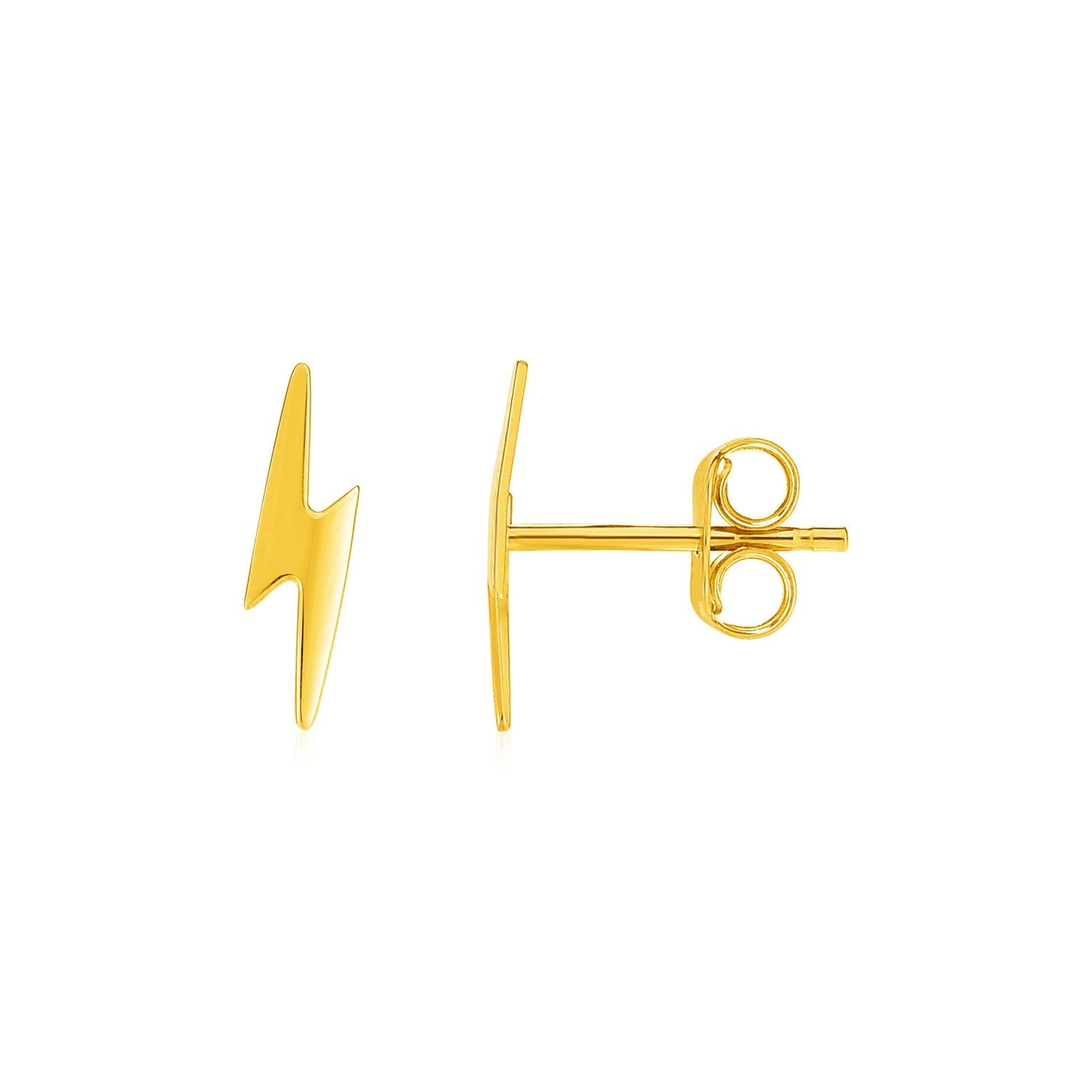 Pendientes de poste de oro amarillo de 14k con relámpagos