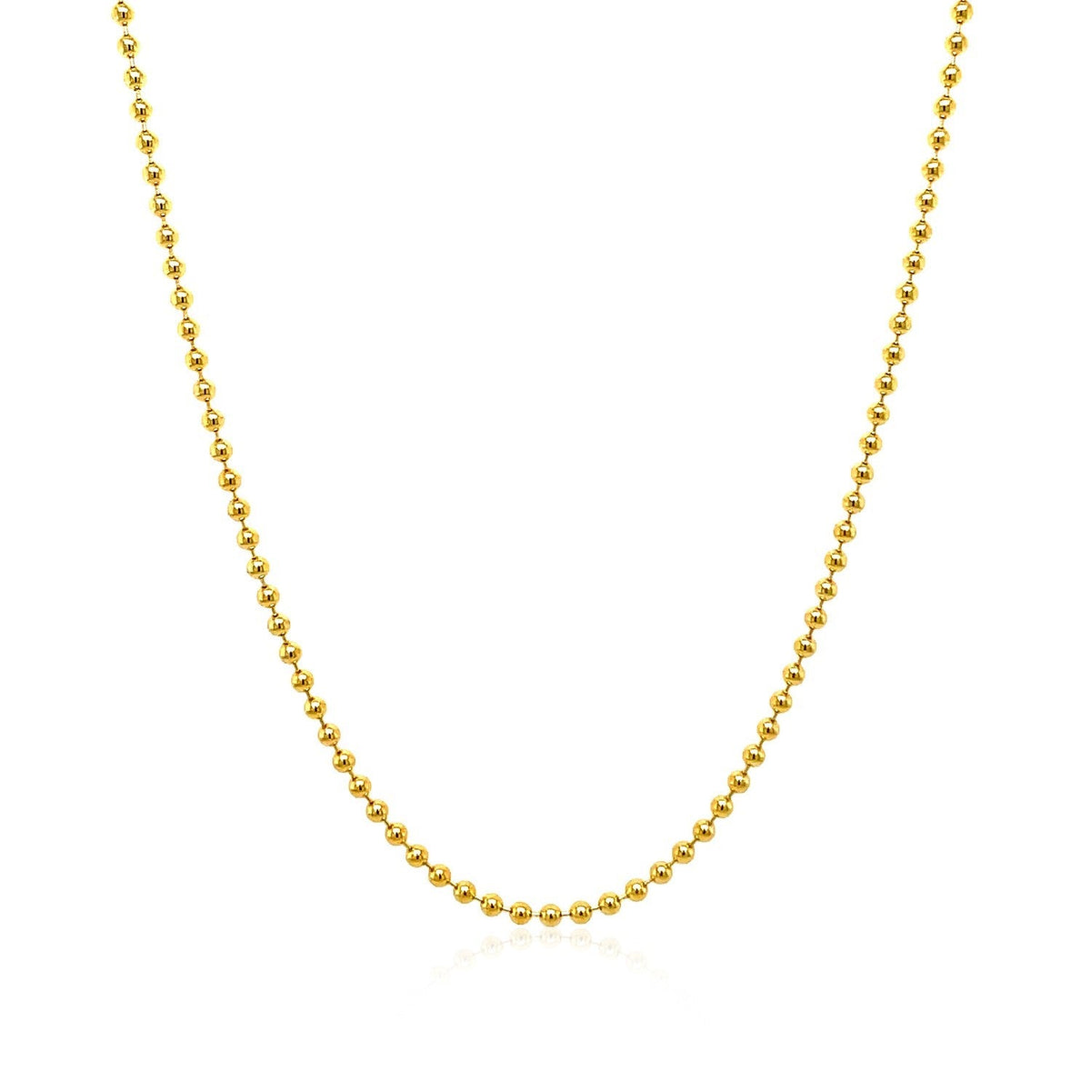 Cadena de bolas de oro amarillo de 18k de 1,5 mm (1,50 mm)