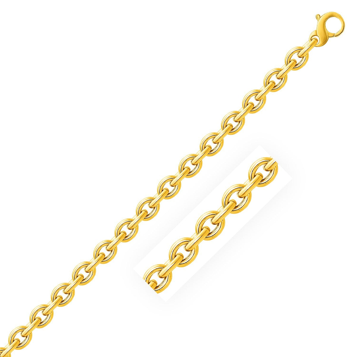 Pulsera con motivo de cable pulido en oro amarillo de 14k