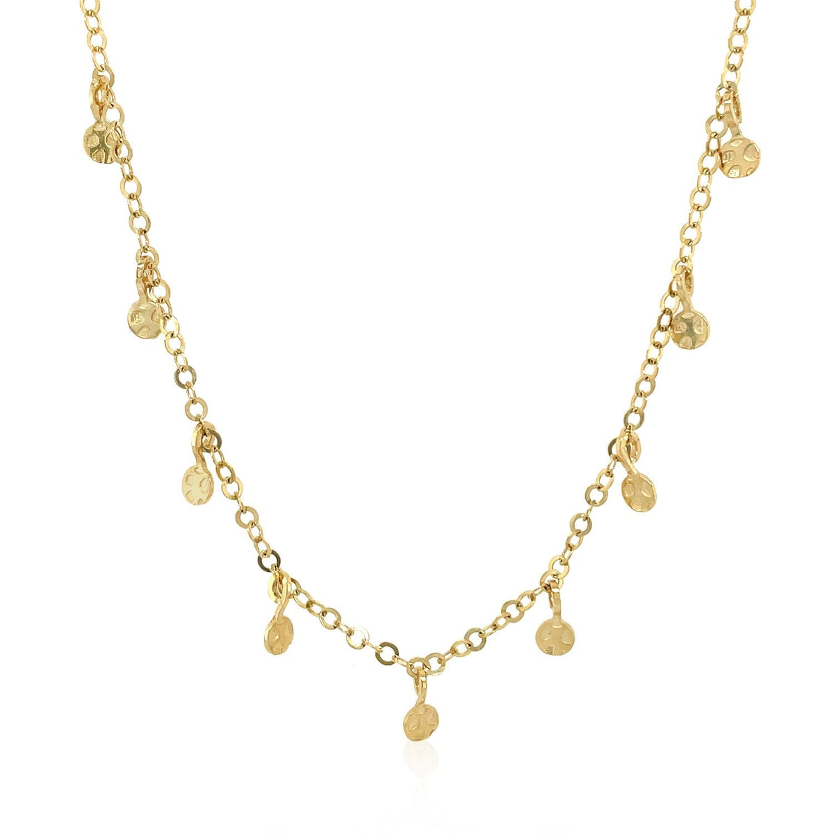 Gargantilla con cuentas martilladas en oro amarillo de 14k