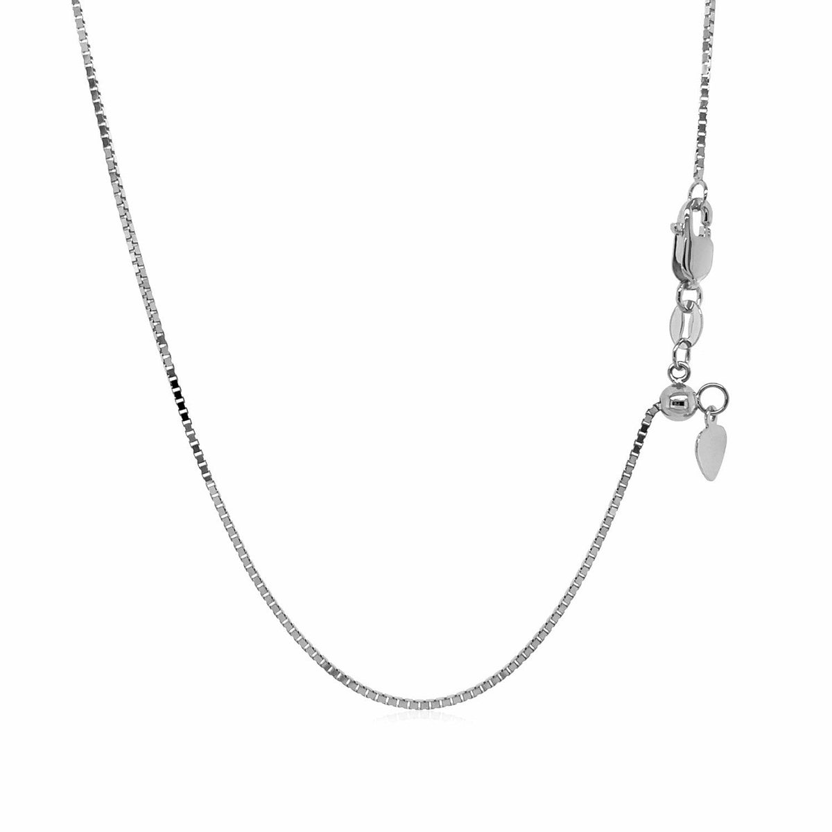 Cadena ajustable de oro blanco de 14k de 0.85 mm