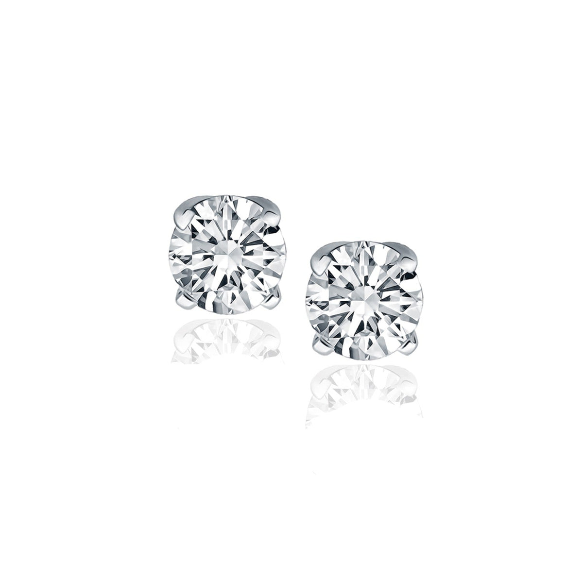 Pendientes de oro blanco de 14 quilates con diamantes de cuatro puntas (1 qt total)
