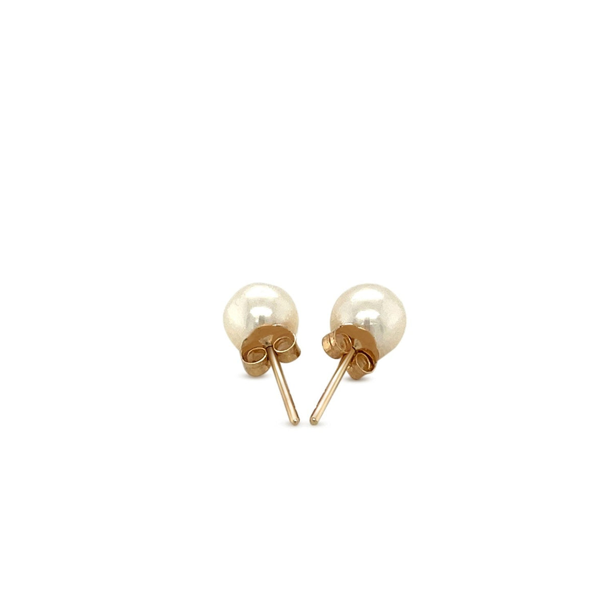Pendientes de 14k de oro amarillo con perlas cultivadas de agua dulce, blancas (6.0 mm)