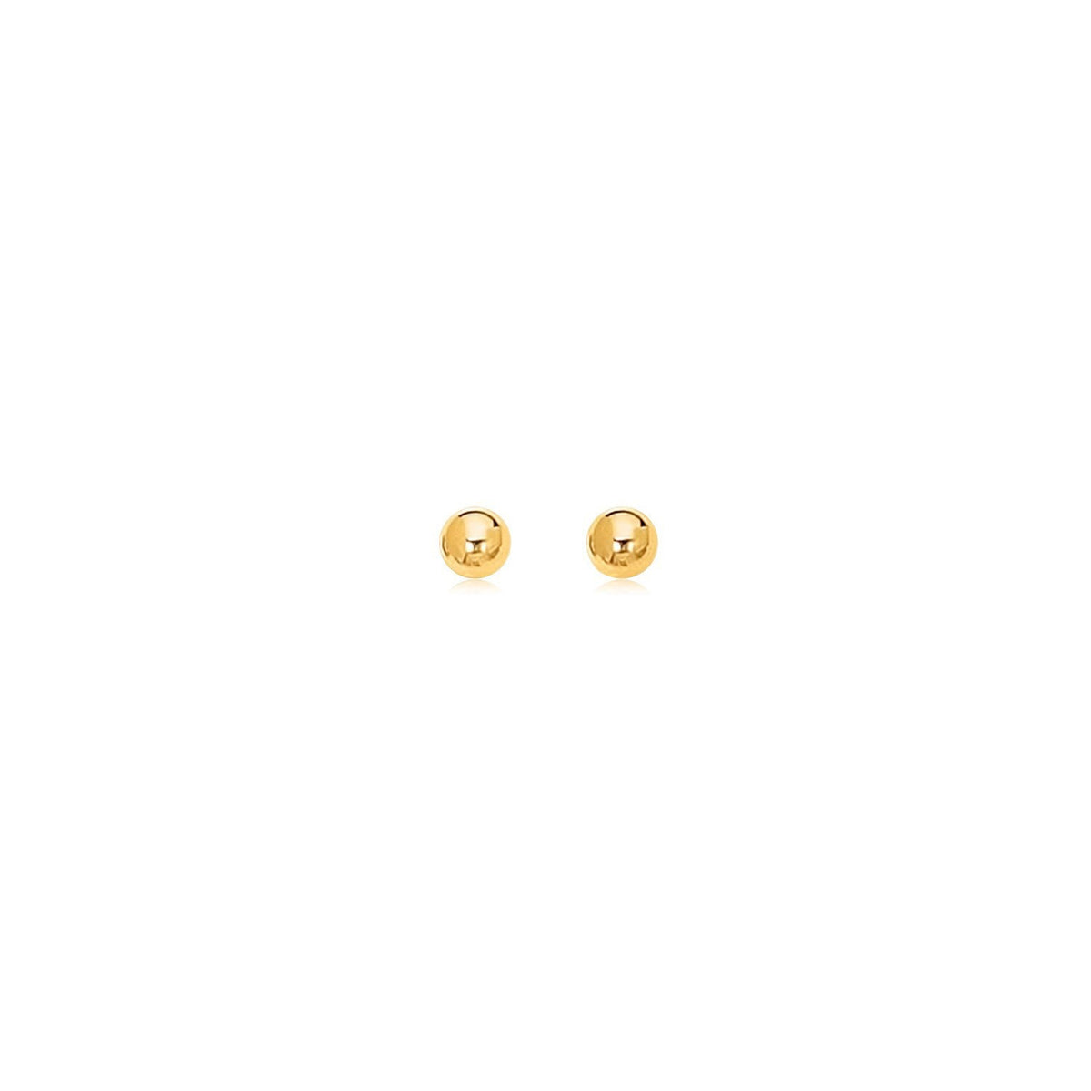 Pendientes de botón redondos pulidos de oro amarillo de 14k
