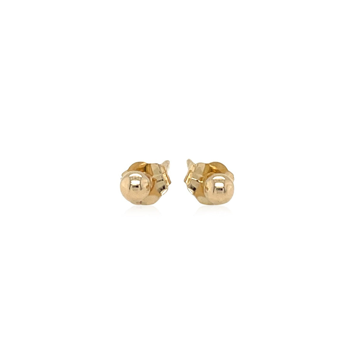 Pendientes de botón redondos pulidos de oro amarillo de 14k