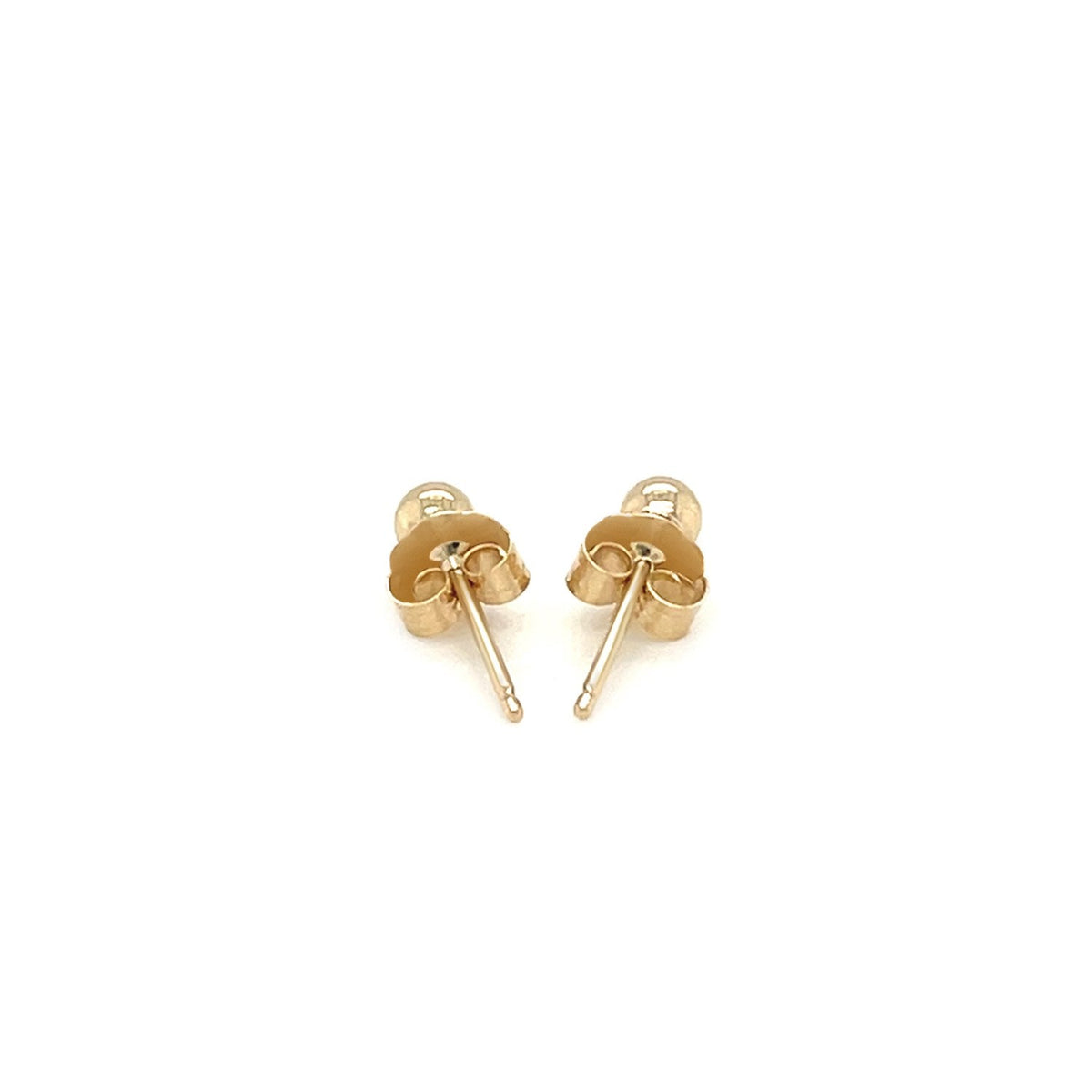 Pendientes de botón redondos pulidos de oro amarillo de 14k