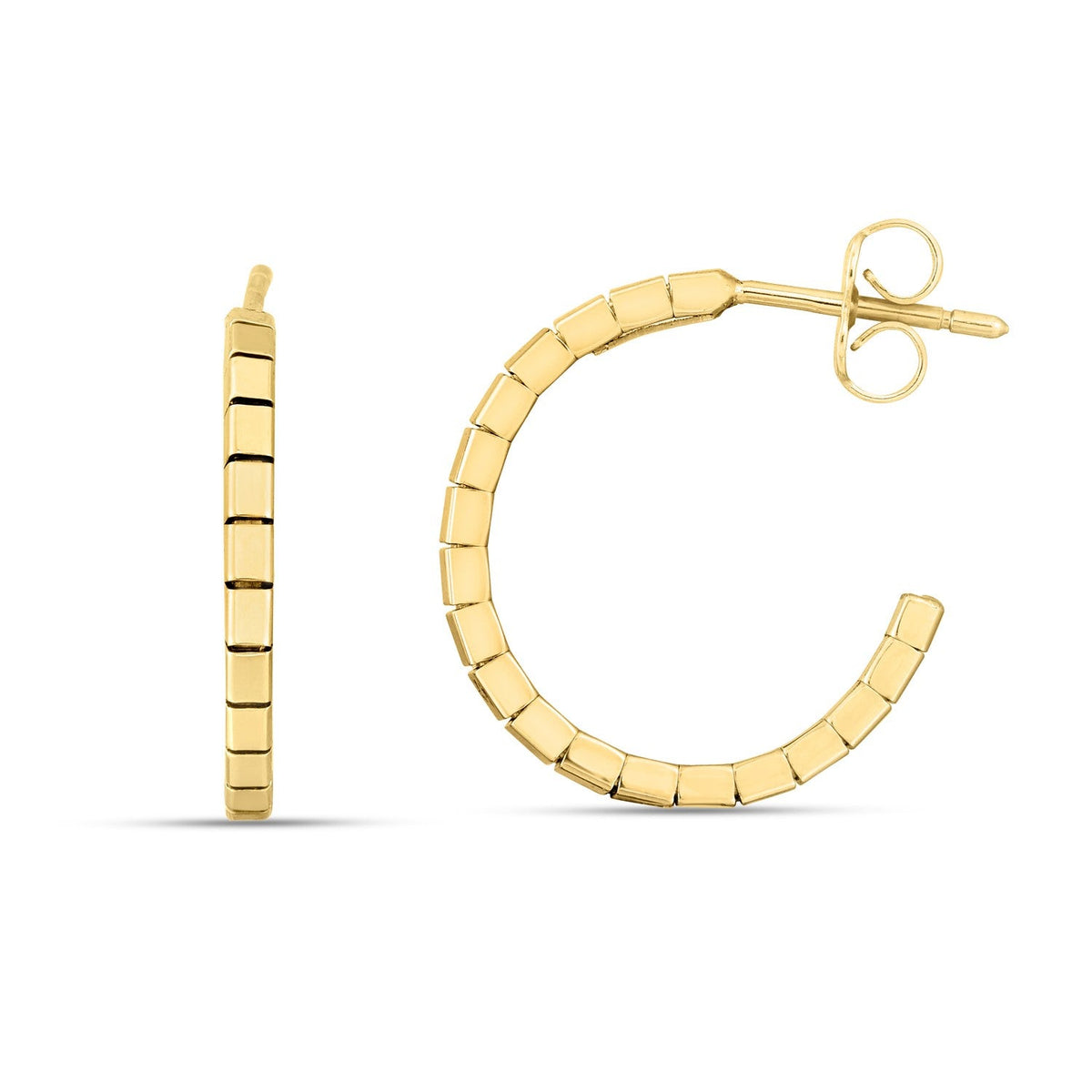 Pendientes de aro Omega de ladrillo de oro amarillo de 14k