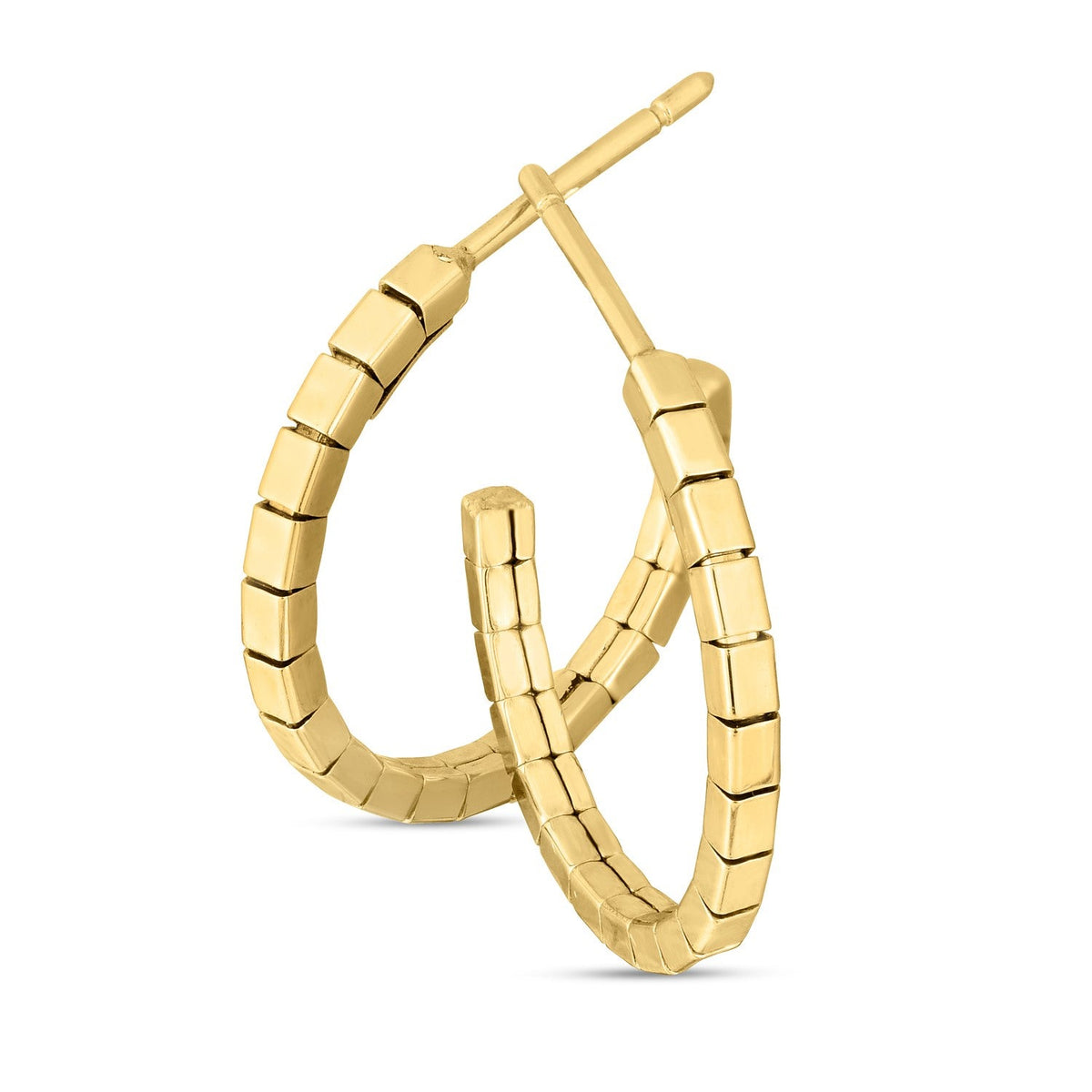 Pendientes de aro Omega de ladrillo de oro amarillo de 14k