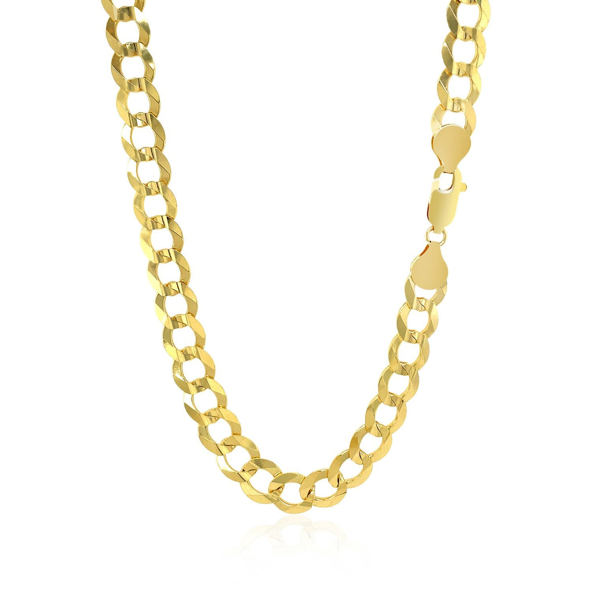 Cadena de eslabones cubanos de oro amarillo de 10k de 7,0 mm