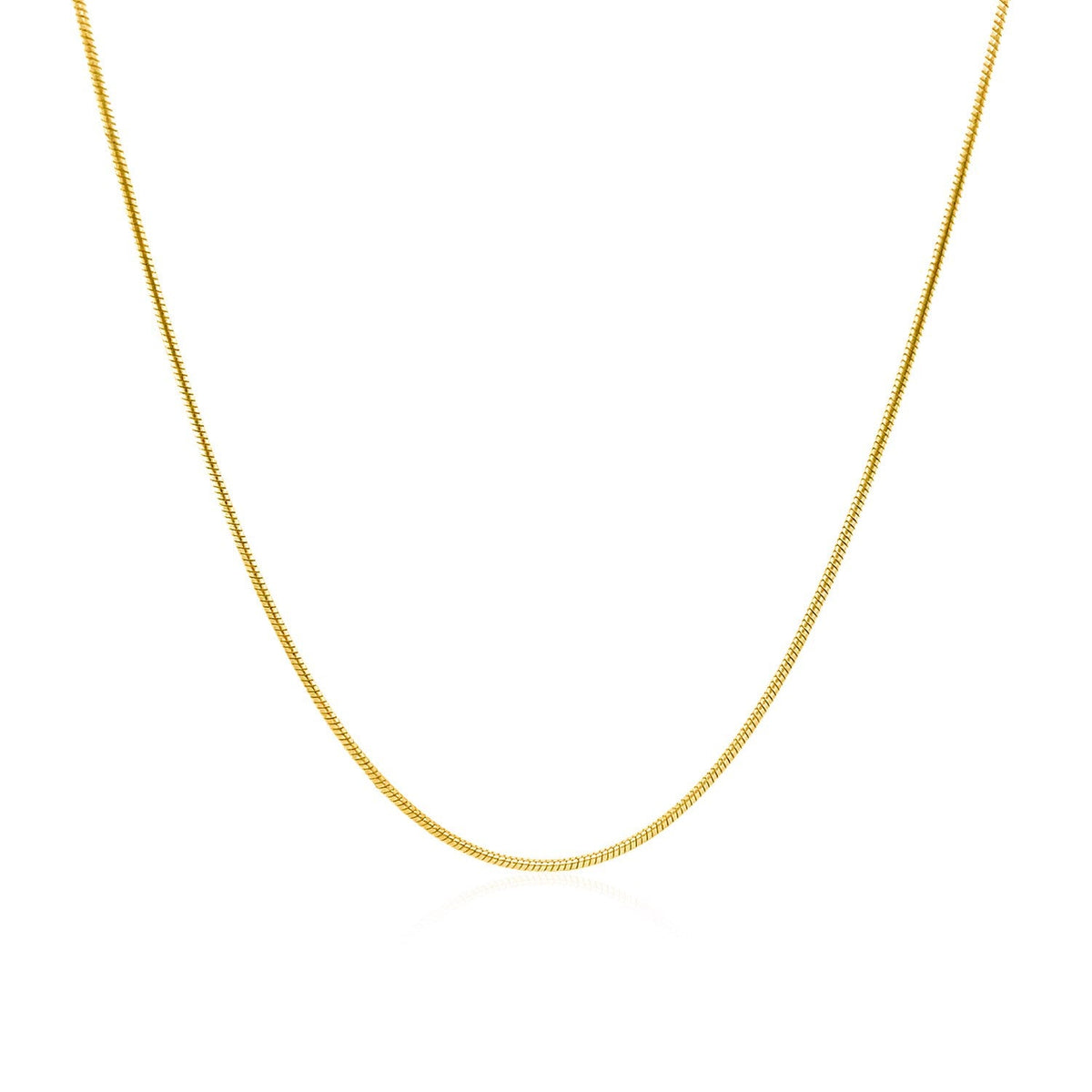Cadena redonda de oro amarillo de 14 quilates tipo serpiente de 0,9 mm