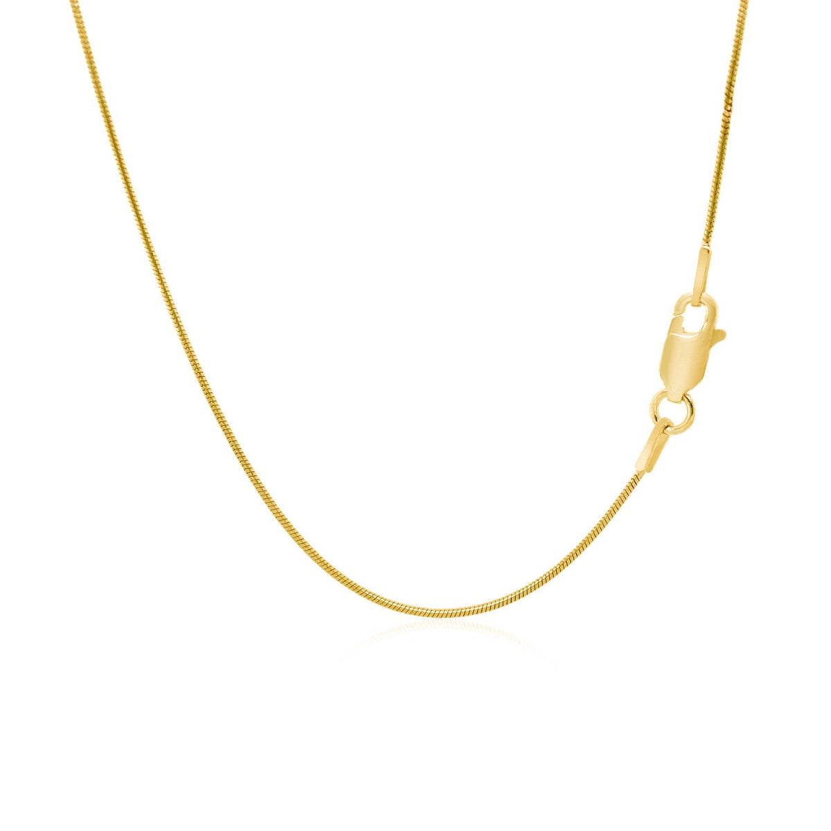 Cadena redonda de oro amarillo de 14 quilates tipo serpiente de 0,9 mm