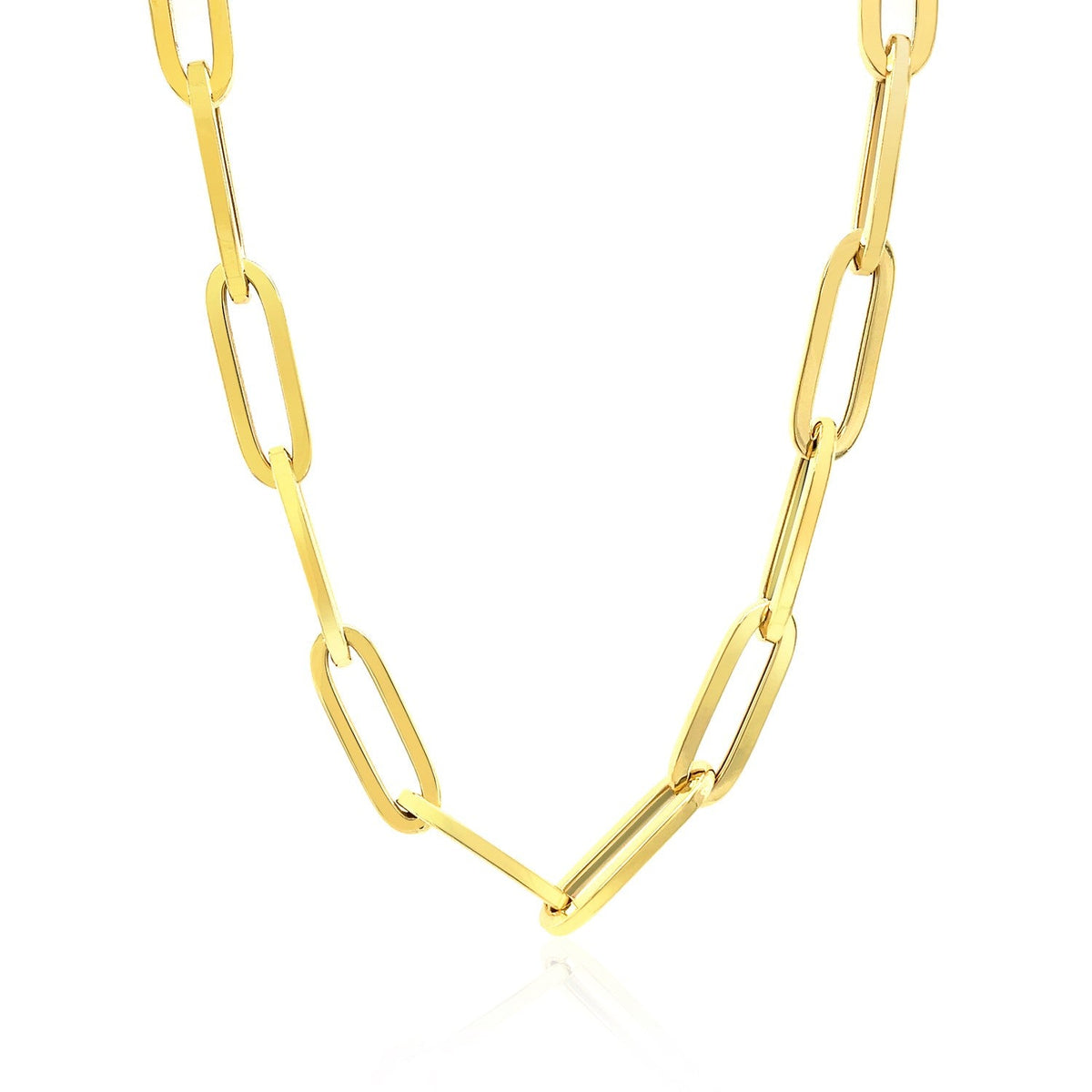 Cadena de eslabones anchos tipo Paperclip de oro amarillo de 14K (6.1mm)