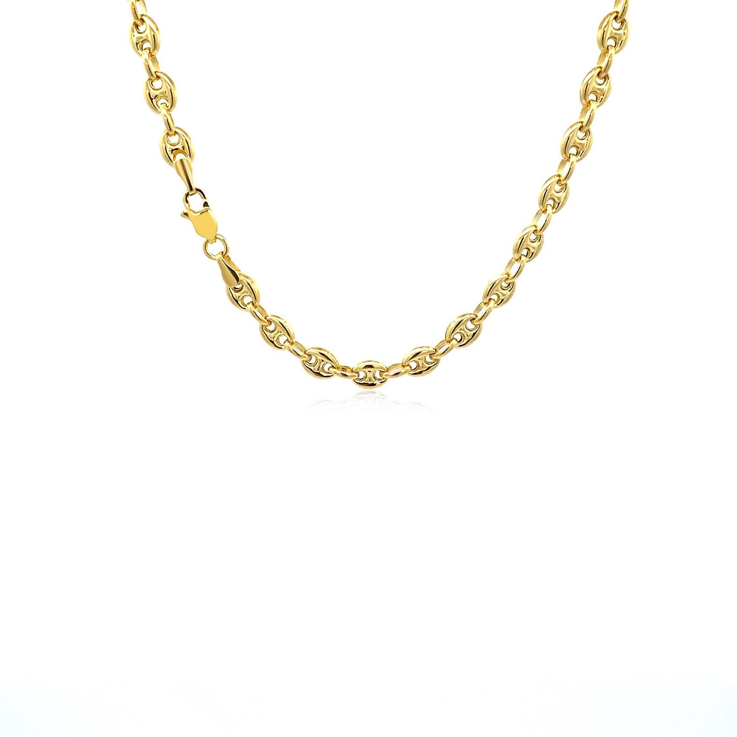 Cadena de eslabones Mariner abombados de oro amarillo de 14k de 4.7mm