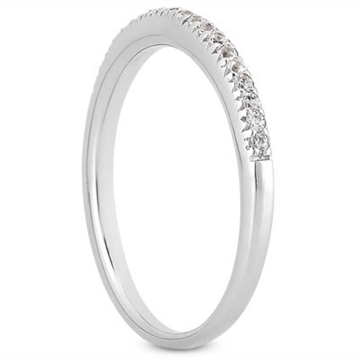 Anillo de Boda de Oro Blanco de 14k con Pavé de Diamantes Grabado de Lujo