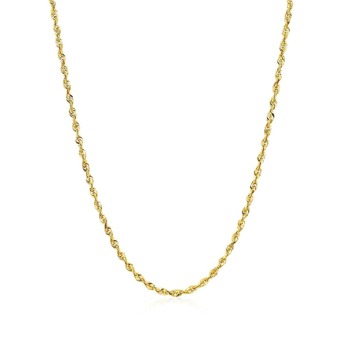 Cadena de oro amarillo macizo de 14k y 2,0 mm con corte de diamante