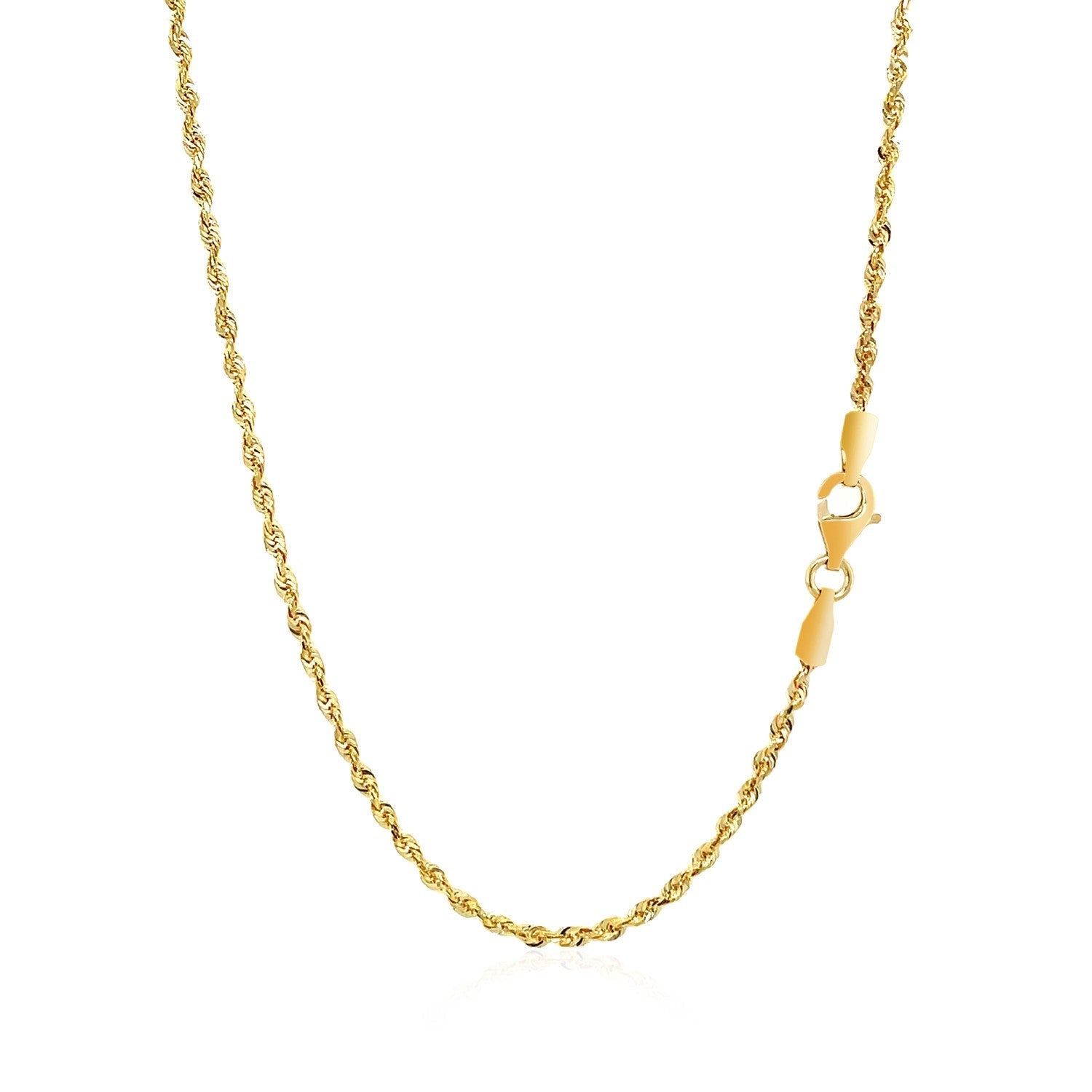 Cadena de oro amarillo macizo de 14k y 2,0 mm con corte de diamante