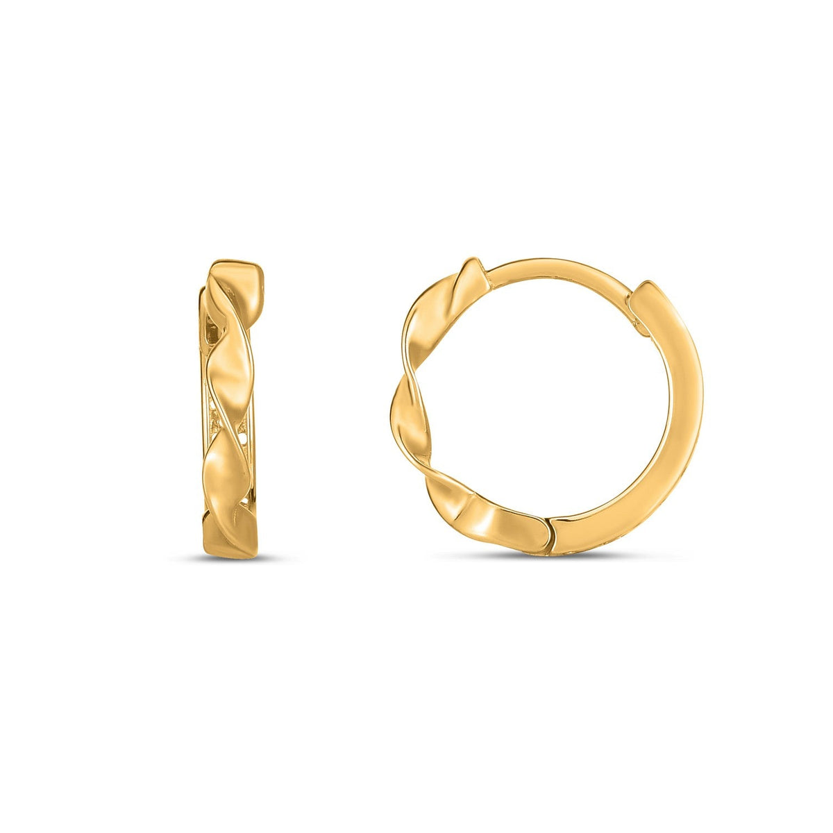 Серьги-кольца Huggie Twist из желтого золота 14 карат