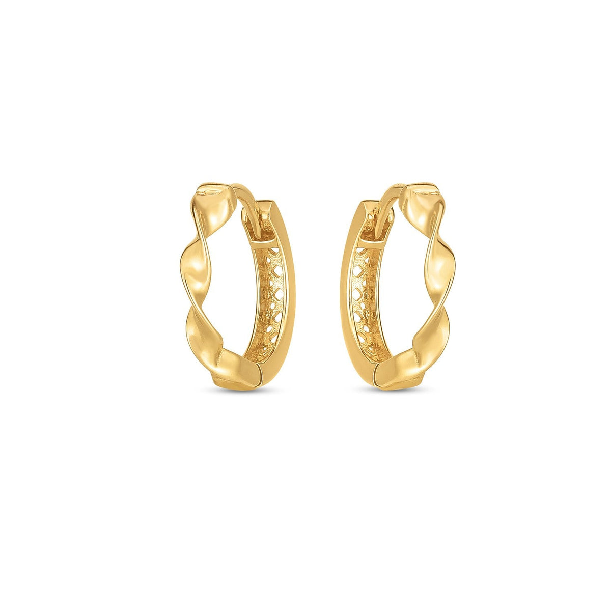 Серьги-кольца Huggie Twist из желтого золота 14 карат