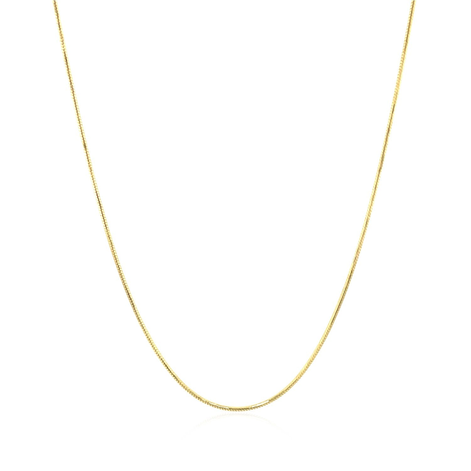 Cadena redonda de serpiente de oro amarillo de 14k de 0.7mm