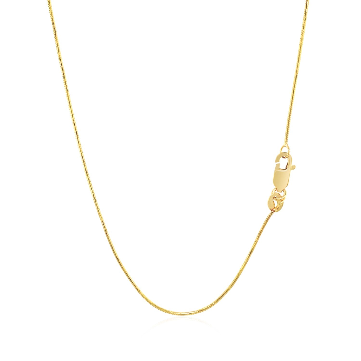 Cadena redonda de serpiente de oro amarillo de 14k de 0.7mm
