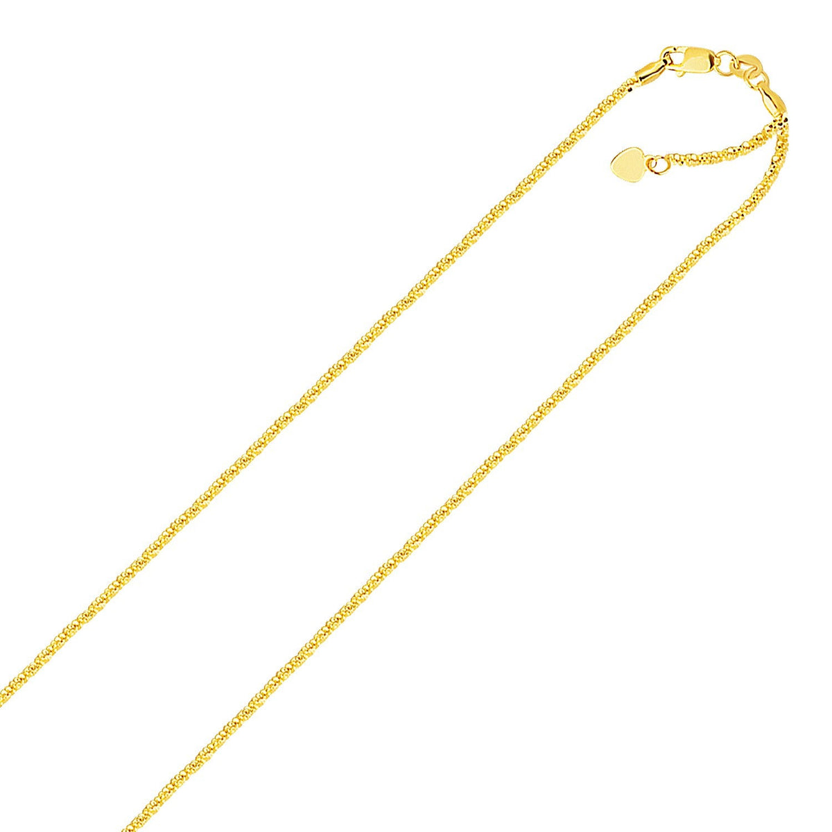 Cadena Brillante Ajustable de Oro Amarillo de 10k y 1.5mm