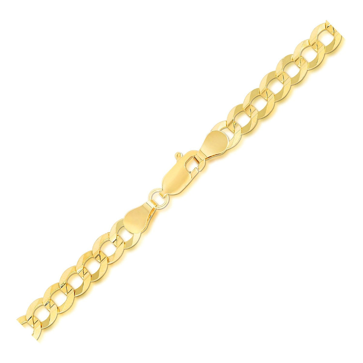 Pulsera sólida de oro amarillo de 14k y 5,7 mm con eslabones tipo barbada