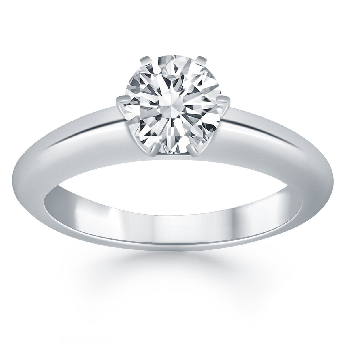 Anillo de compromiso de oro blanco de 14 quilates con solitario tipo catedral