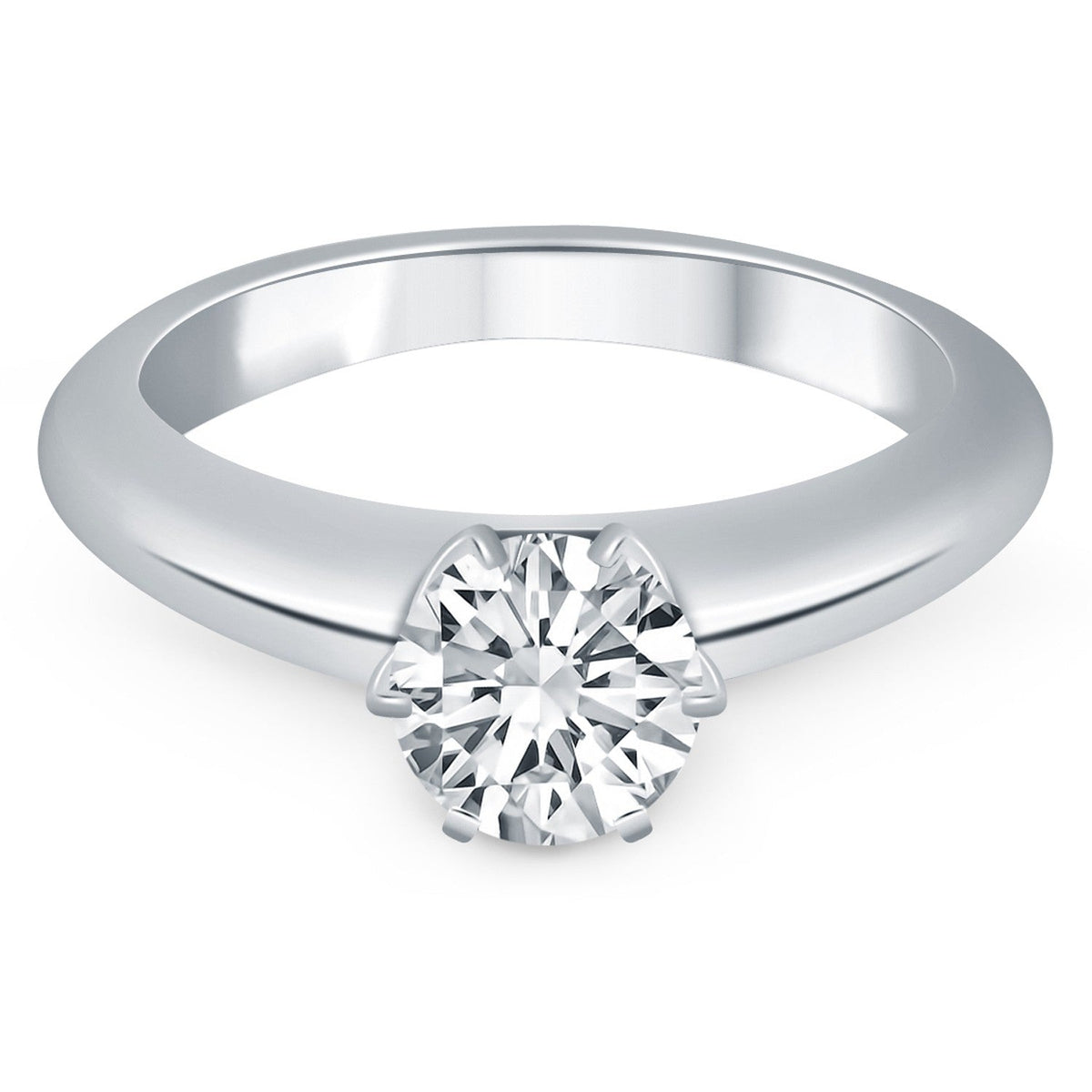 Anillo de compromiso de oro blanco de 14 quilates con solitario tipo catedral