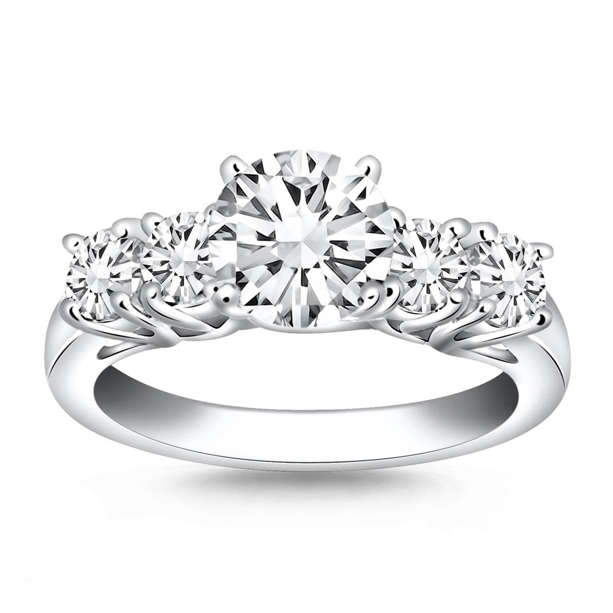 Anillo de compromiso de oro blanco de 14k con cinco diamantes en forma de enrejado