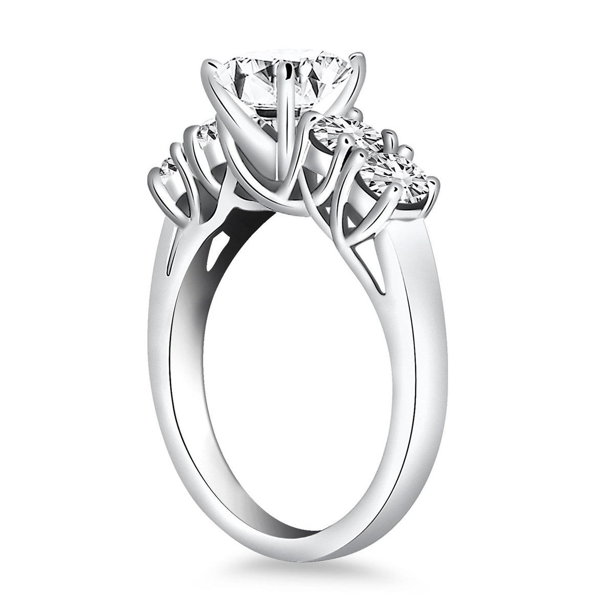 Anillo de compromiso de oro blanco de 14k con cinco diamantes en forma de enrejado