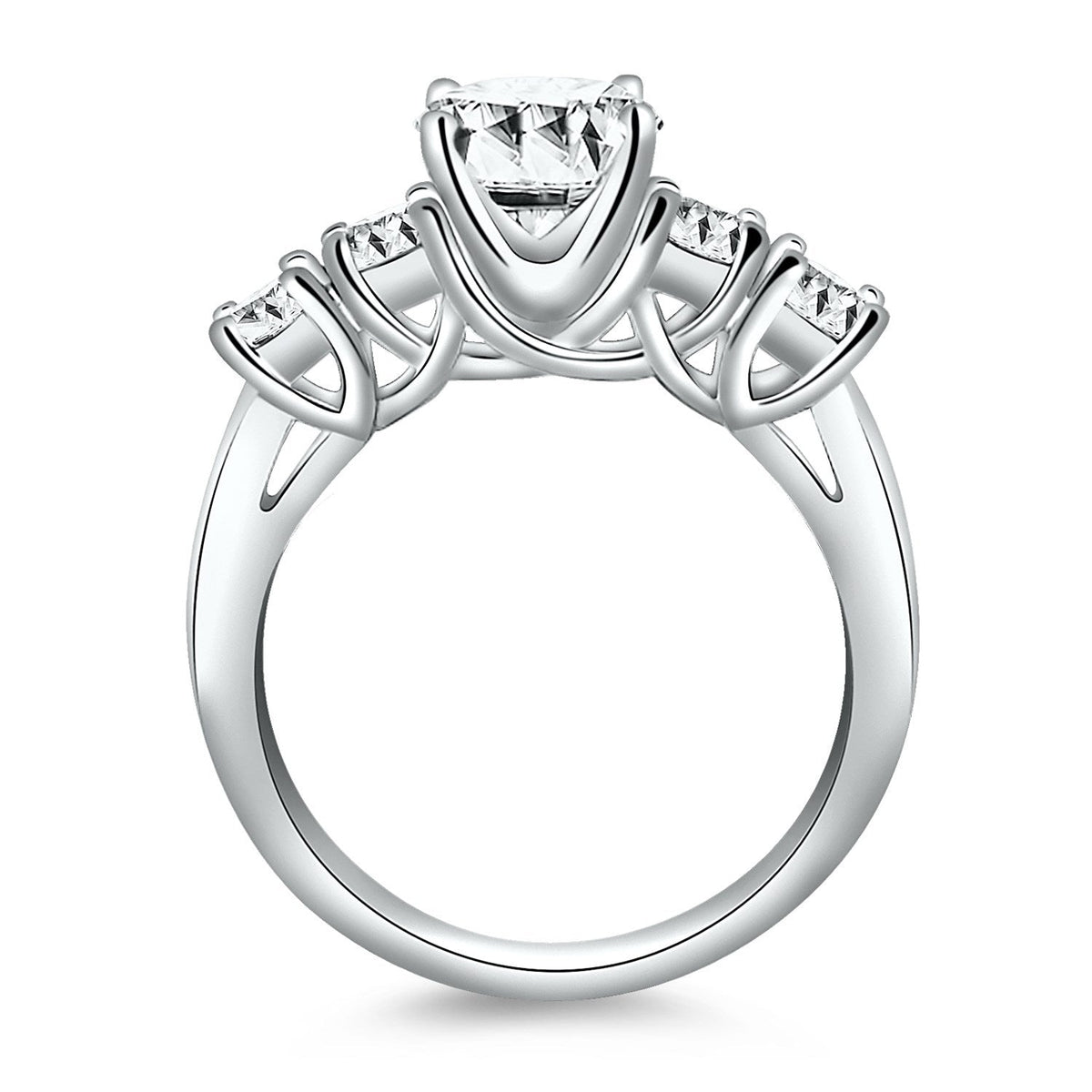 Anillo de compromiso de oro blanco de 14k con cinco diamantes en forma de enrejado