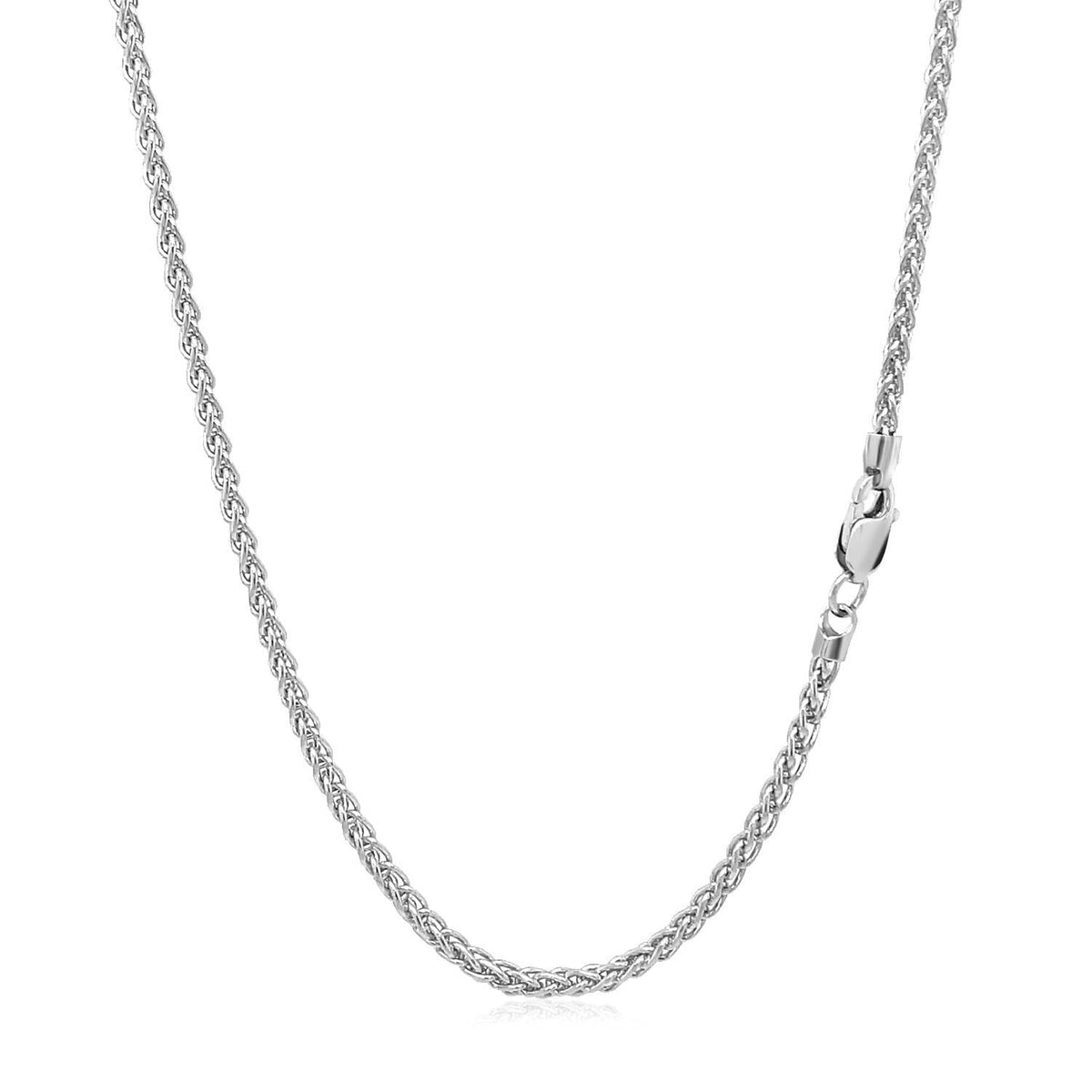 Cadena de trigo redonda de oro blanco de 14k de 2.1mm