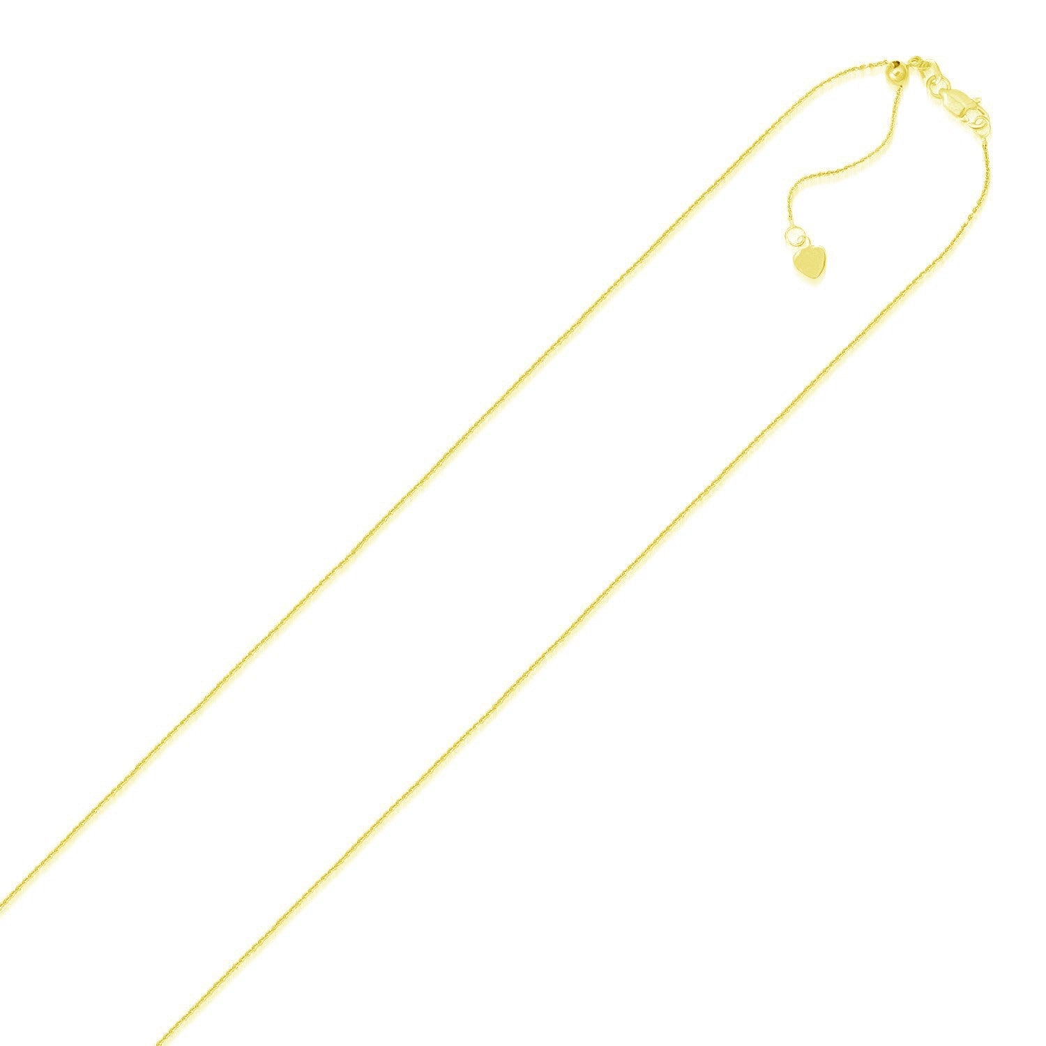 Cadena ajustable de oro amarillo de 14k de 0.9mm