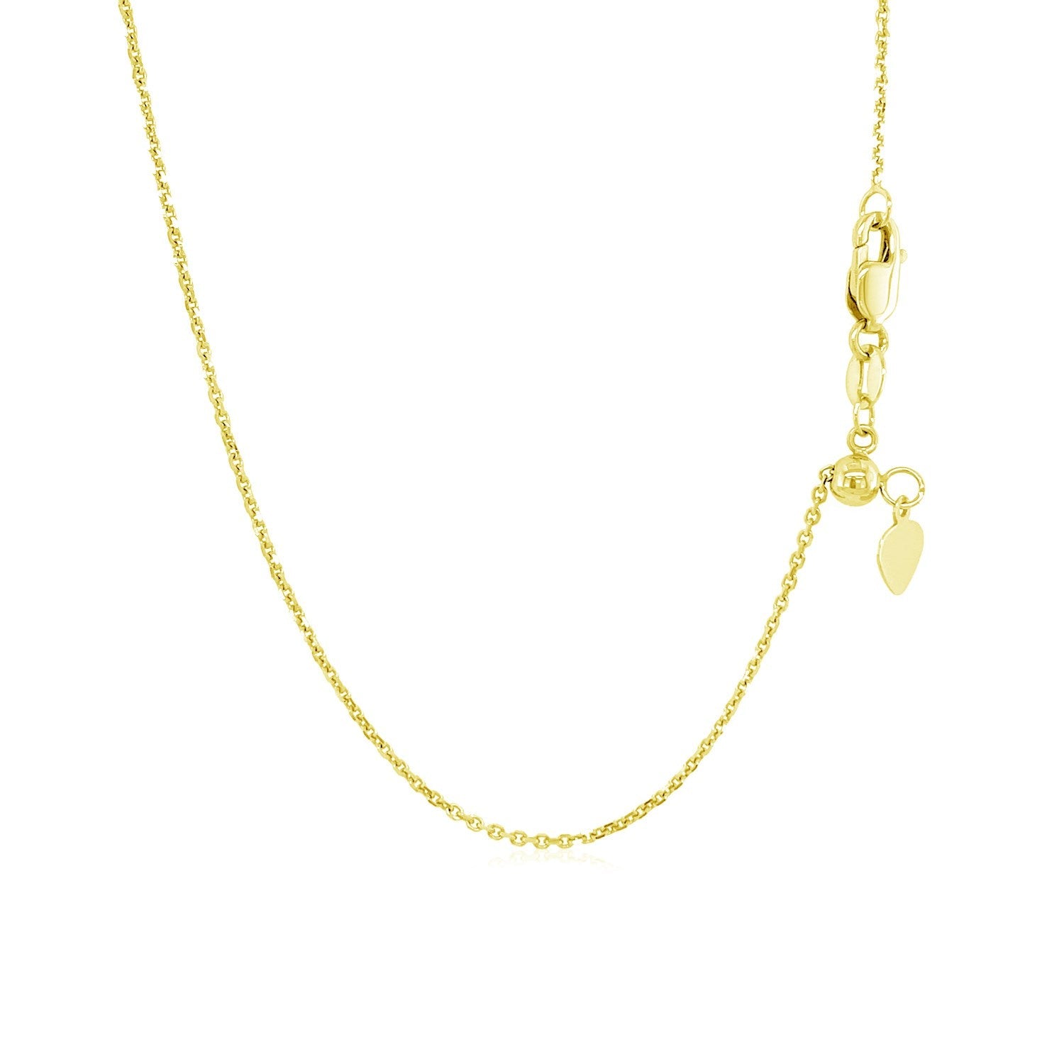 Cadena ajustable de oro amarillo de 14k de 0.9mm