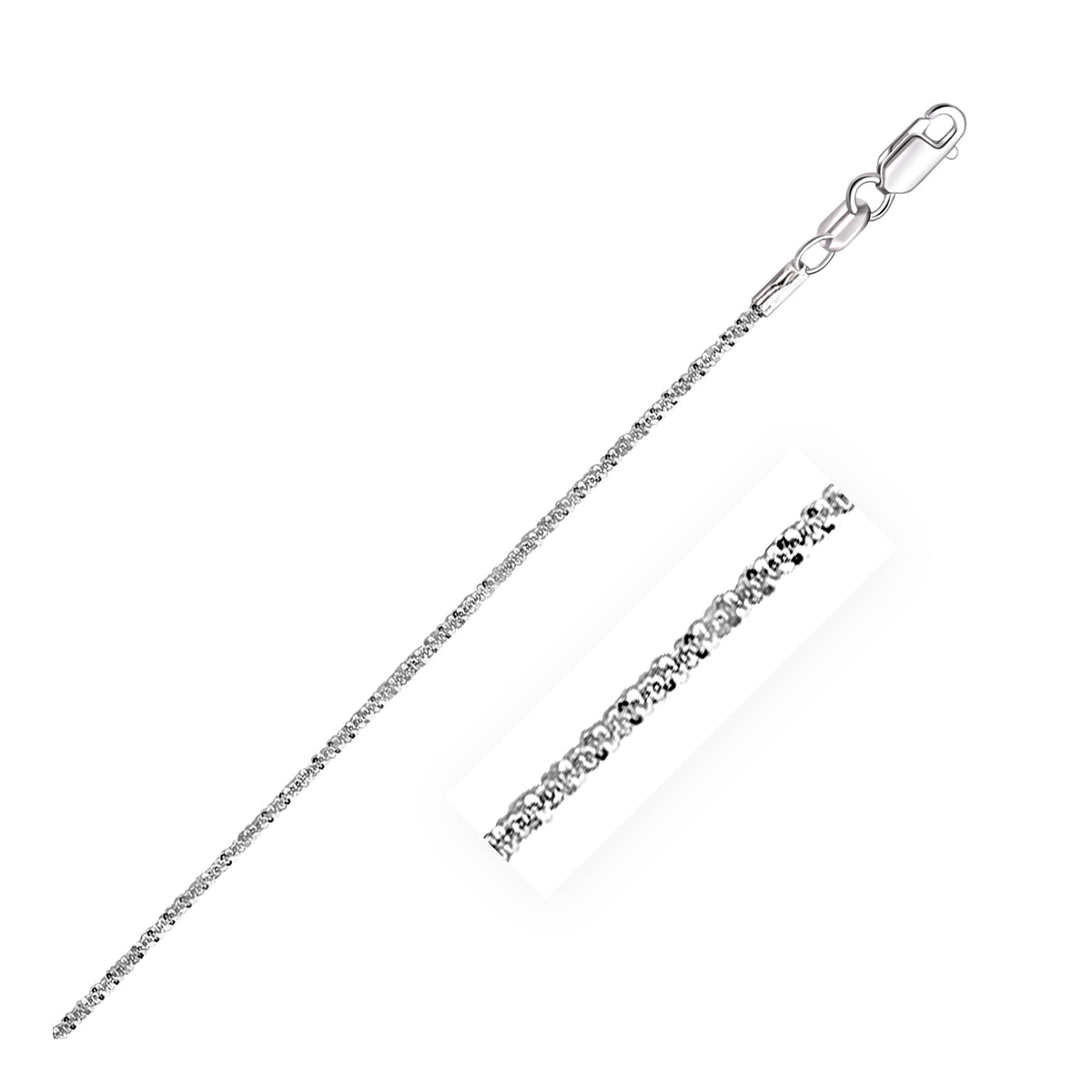 Cadena Brillante de Oro Blanco de 14k 1.5mm
