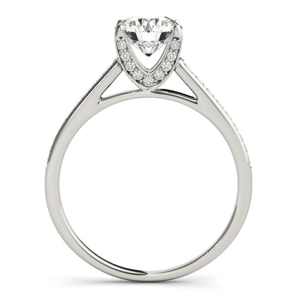 Anillo de compromiso de oro blanco de 14k con diamante y diseño catedral (1 1/3 quilates en total)