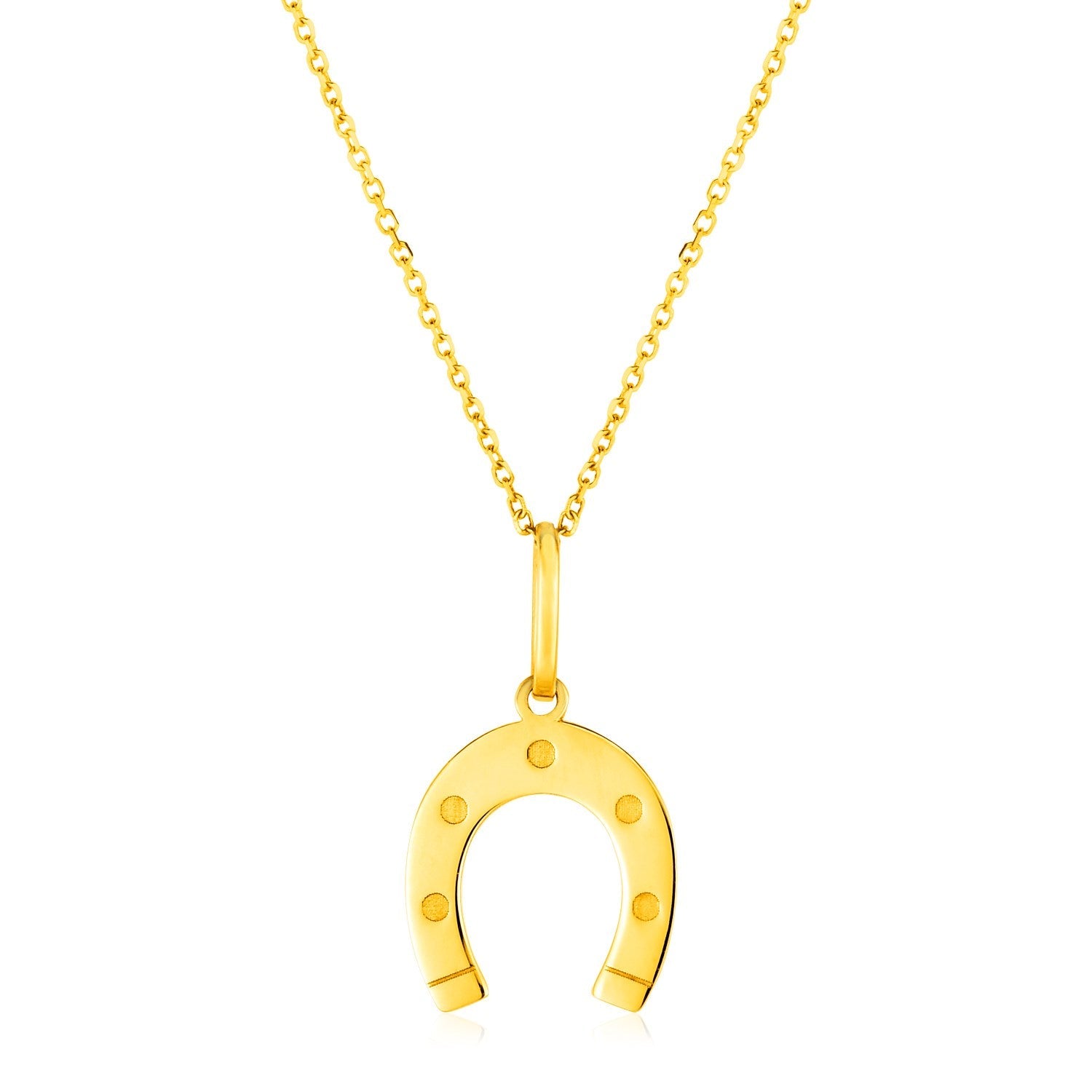 Collar de oro amarillo de 14 quilates con herradura