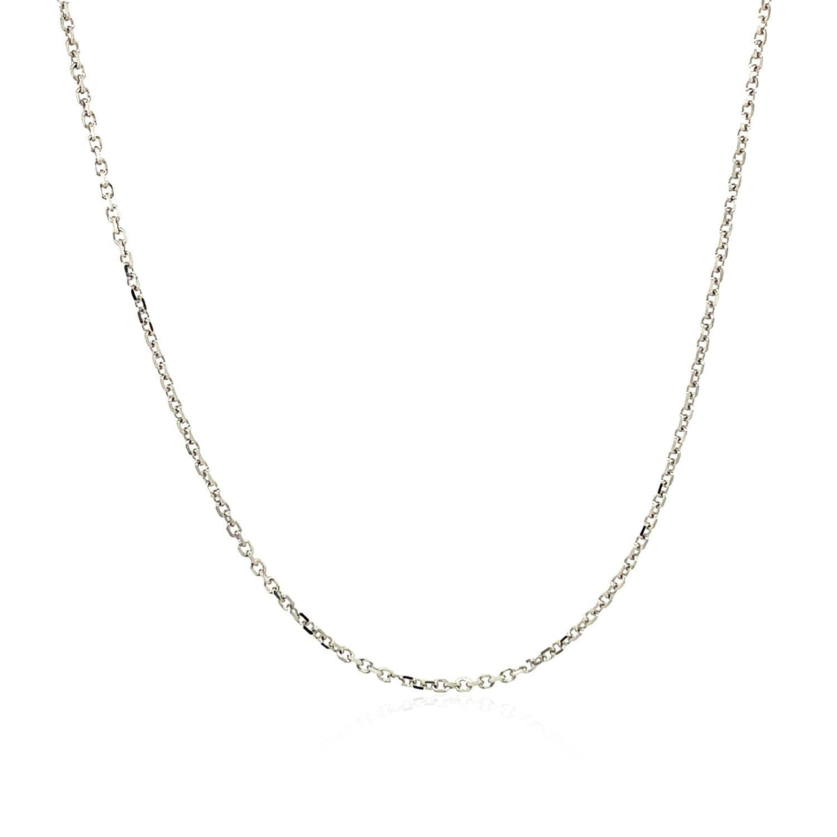 Cadena de eslabones de cable con corte de diamante de oro blanco de 14k y 1,1 mm