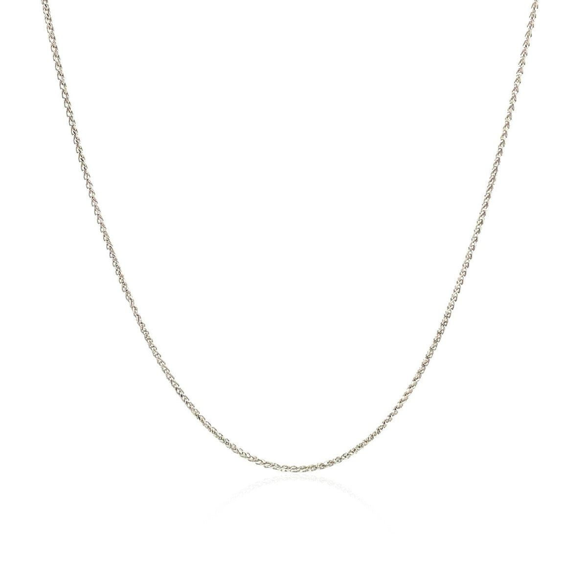 Cadena de trigo redonda de oro blanco de 14k con corte de diamante de 0,6mm