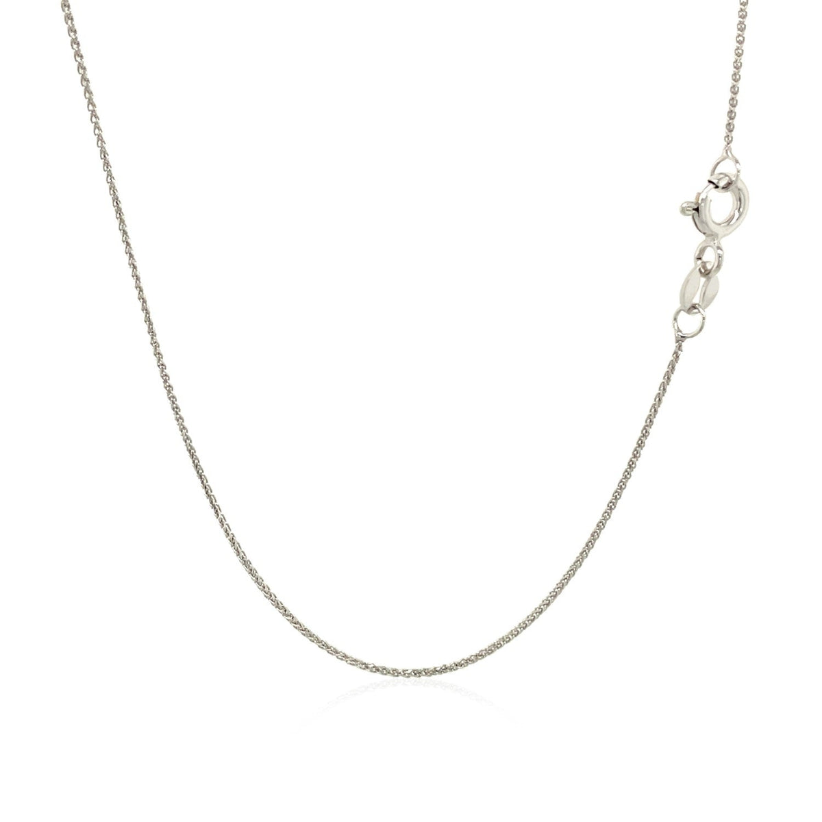Cadena de trigo redonda de oro blanco de 14k con corte de diamante de 0,6mm