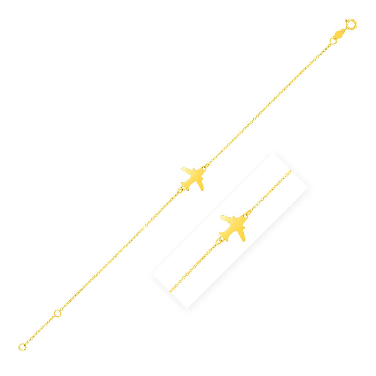 Pulsera de avión de oro amarillo de 14 quilates