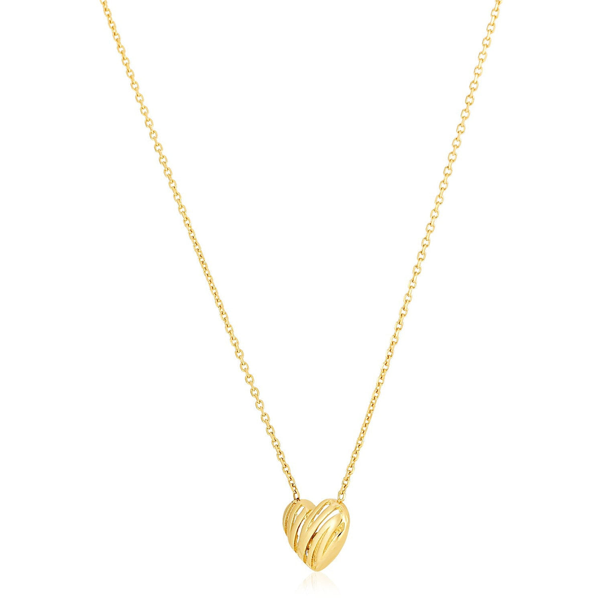 Collar Corazón de Garabatos en Oro Amarillo de 14k Pulido Brillante