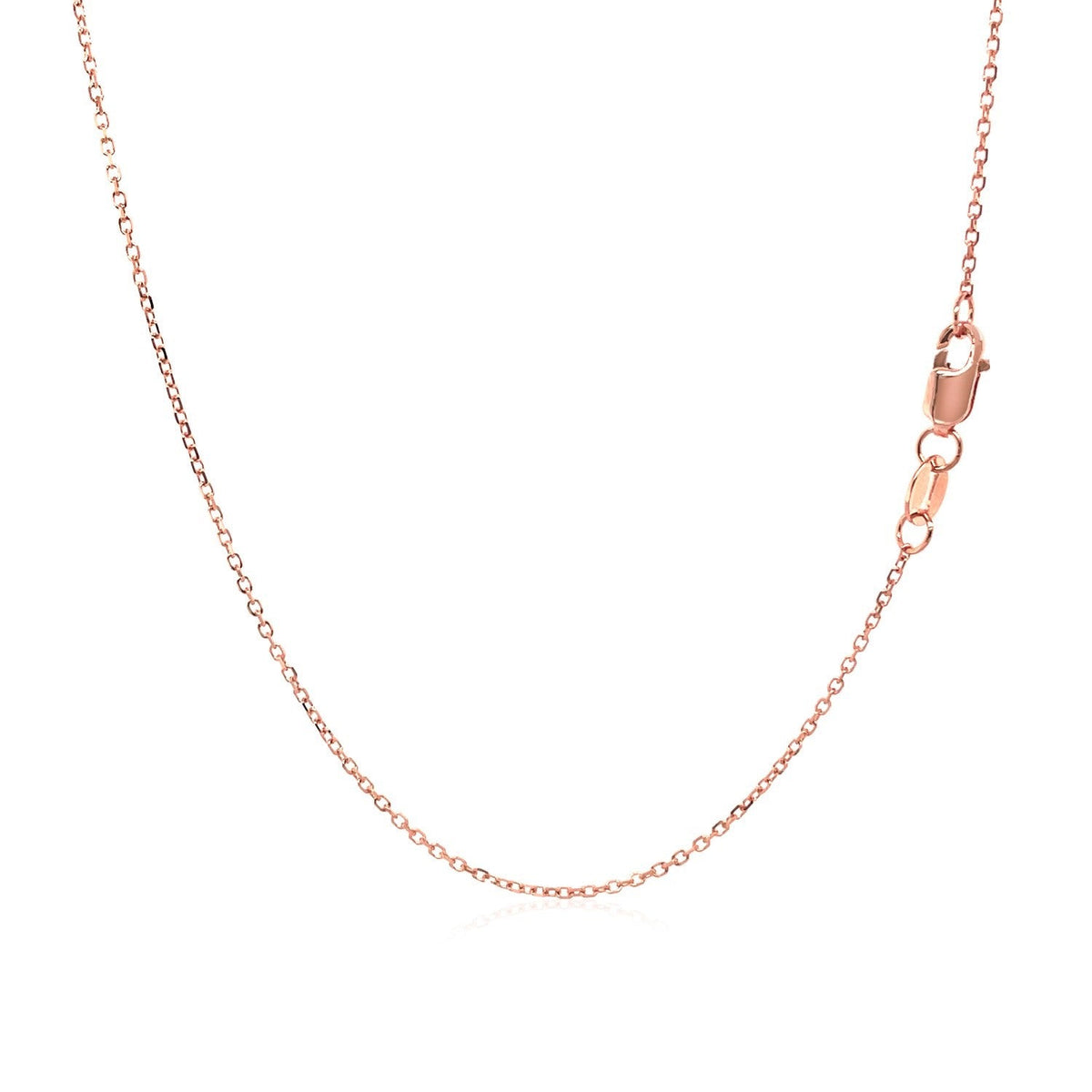 Cadena de eslabones de cable con corte de diamante en oro rosa de 14k (0,8 mm)