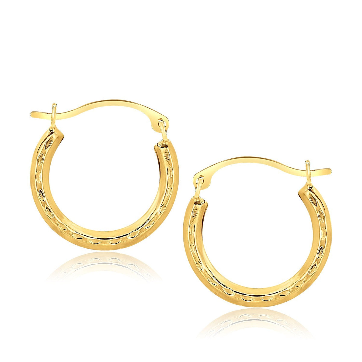 Aretes de aro elegantes de oro amarillo de 10k