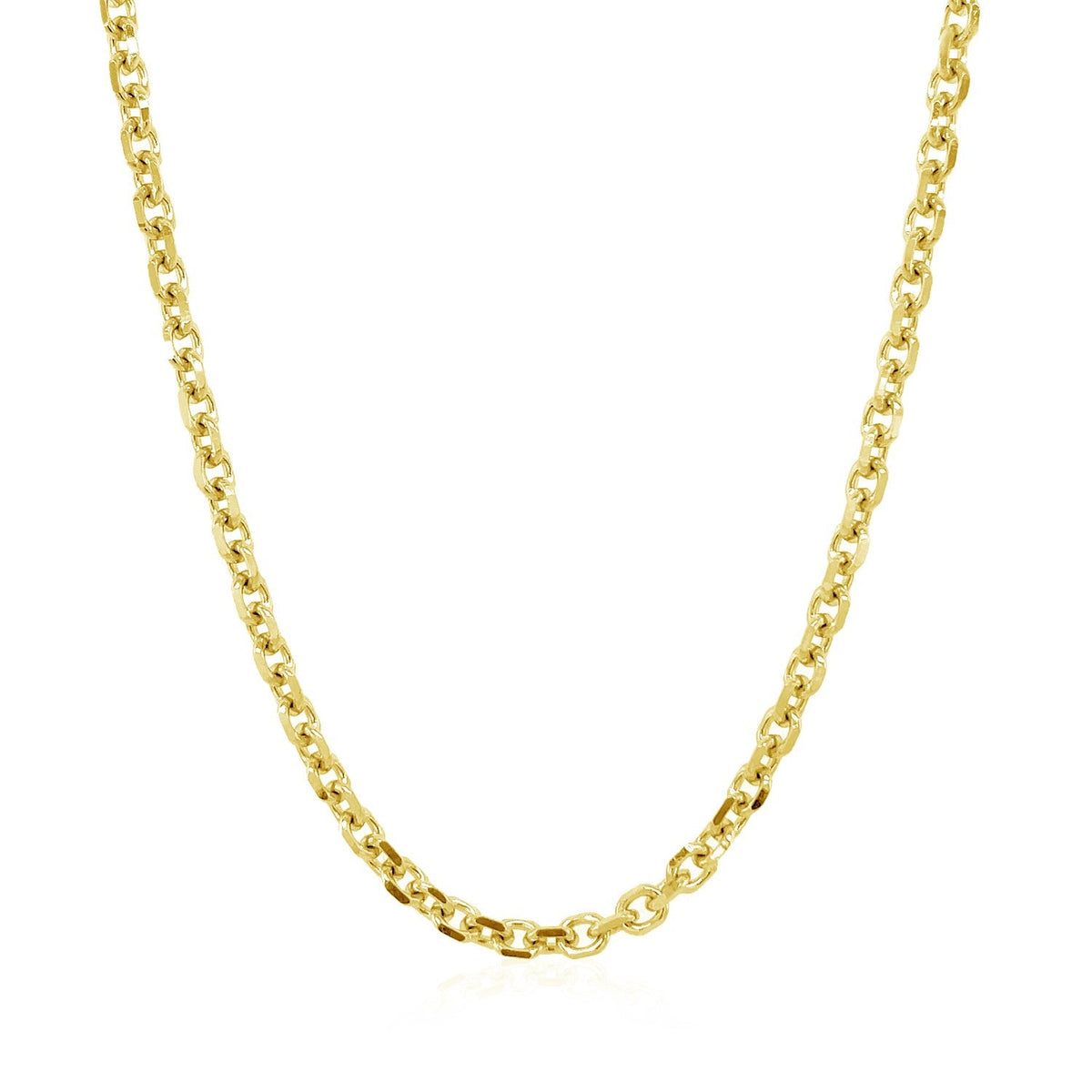 Cadena de eslabones tipo cable con corte de diamante de oro amarillo de 14k y 3.1mm