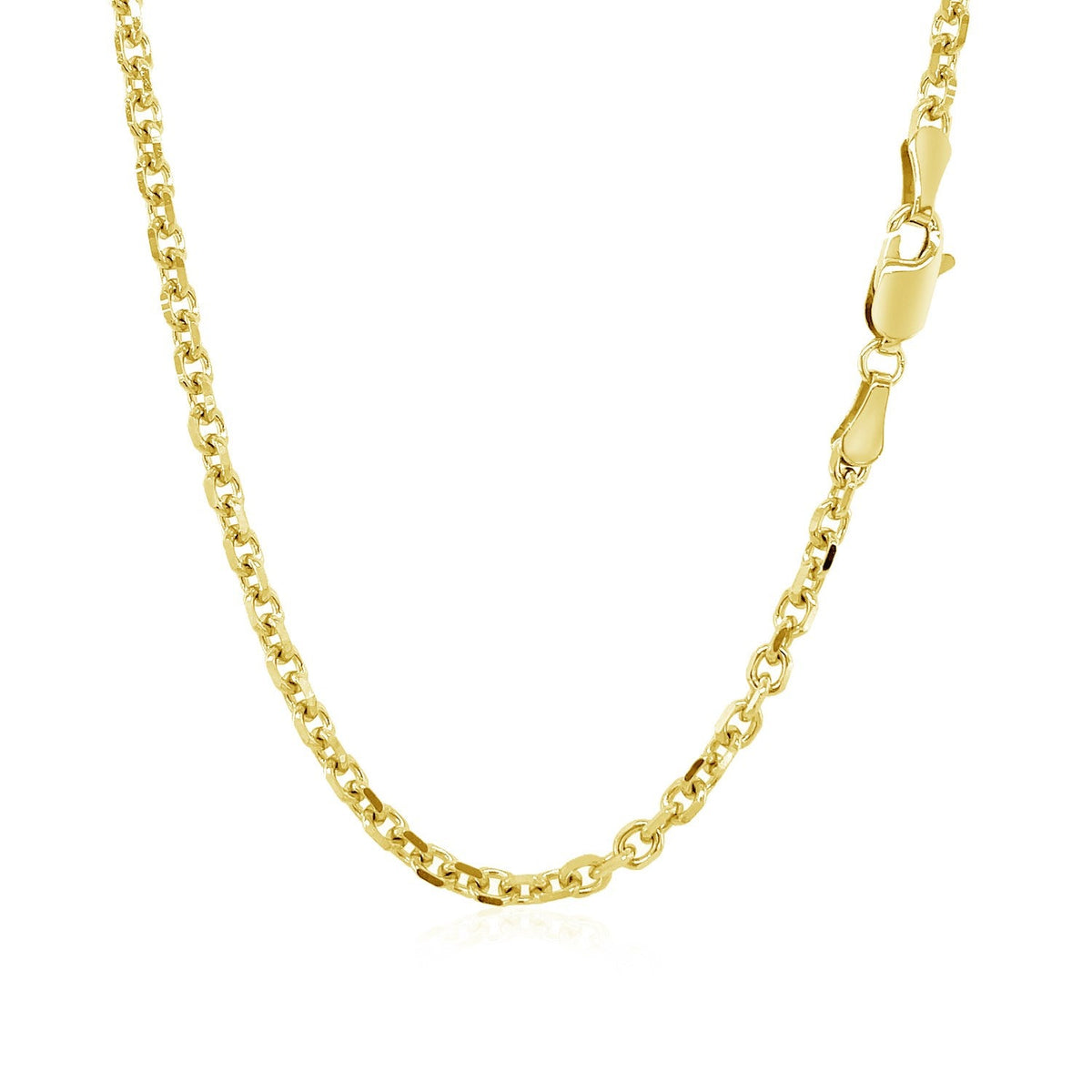 Cadena de eslabones tipo cable con corte de diamante de oro amarillo de 14k y 3.1mm