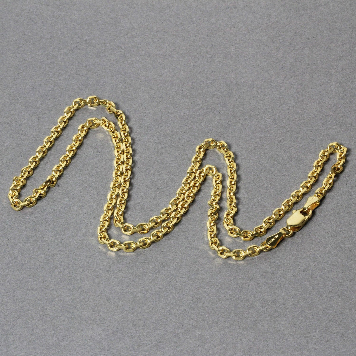Cadena de eslabones tipo cable con corte de diamante de oro amarillo de 14k y 3.1mm